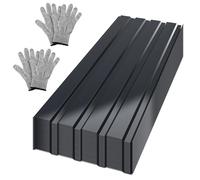 Peviasot 24x Chapas trapezoidales, 129 x 46 cm, 14 m², 0,25 mm, Antracita | Chapa perfilada de acero galvanizado, placas para tejado para caseta de jardín, cochera y cobertizo, con guantes anticorte