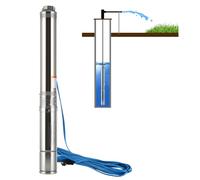 Peviasot Bomba para pozos profundos, 1100 W, de acero inoxidable con cable de conexión de 20 m, condensador integrado, altura de entrega máx. 81 m, bomba de agua para plantas de agua domésticas y