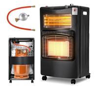 Peviasot Calefactor de gas de 4200 W y calefacción eléctrica de 1200 W, calentador de gas con 3 dispositivos de protección, bombonas de gas de hasta 15 kg, horno de gas con regulador de presión de gas