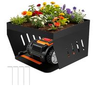 Peviasot Garaje para robot cortacésped con jardinera galvanizada, cubierta protectora para cortacésped, protección UV, ideal contra la lluvia y el granizo, 42 x 61 x 70 cm, color negro