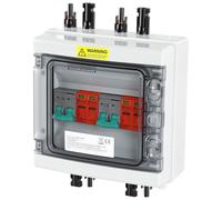 Peviasot PV Combiner Box - Caja de 2 cuerdas con protección contra sobretensiones e interruptor de CC (1000 V, 32 A, IP65, resistente a la intemperie, incluye enchufe solar y accesorios de montaje)