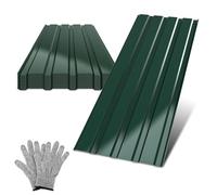 Peviasot Set de 12 láminas de techo perfilado 115×45 cm, chapa trapezoidal verde de acero 0,25 mm para casa de jardín, cobertizo de herramientas, carport, in uantes, aproximadamente 6 m²
