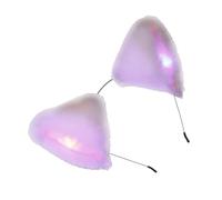 PEVive Diadema artificial con orejas de lobo C0sp1ay para disfraz, tocado de fiesta, máscaras, animes, juego de rol, aro LED