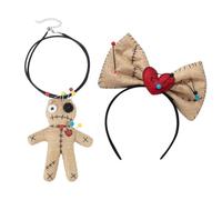 PEVive Diadema con lazo, collar de vudú C0sp1ay, aro para el pelo, máscaras, diadema para Ha110ween