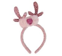 PEVive Diadema de cuernos de reno de felpa con orejas, disfraz de Navidad para niños