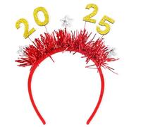 PEVive Diadema de lentejuelas con letras de oropel Adu1t Live Broadcast para fiesta de Navidad