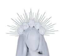 PEVive Diadema para mujer con velo, tiaras, aro para el pelo, elegante diadema para mujer, estilo barroco, tocado de boda