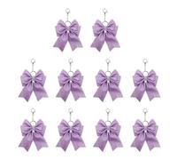 PEVive Llavero de animadora con lazo, versátil y con diseño de moño, con destellos y diamantes de imitación, Púrpura