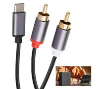 Pevlkawr Cable USB C a 2RCA DAC Chip Cable Tipo C a 2RCA 1,5m cable rca audio HiFi Audio Cable Compatible con Home Cinema HDTV Amplificador