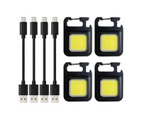 Pevlkawr Linterna de trabajo recargable LED COB USB-C - Paquete de 4 unidades, 500 lúmenes, con imán, gancho y abrebotellas - 4 modos de luz, adecuada para camping, reparaciones y emergencias