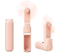 Pevlkawr Mini Ventilador Portátil Recargable, Ventilador de Bolsillo USB con Batería Externa, 1200mAh, 3 Velocidades, Ventilador Pequeño para Viajes, Verano Rosa