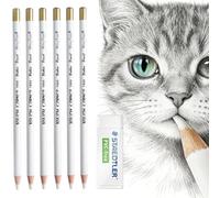 PEVRUAY 6 Piezas Blanco Lápiz de Borrar Suave Fácil de Transportar e Sujetar de Madera para un Borrado Fino para Dibujo, Alto Brillo, Bocetos y Manualidades para Principiantes y Artistas de Dibujo