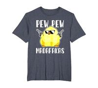 Pew Pew Madafakas Crazy Chicken Gun Regalos Divertidos Camiseta, Hombre Tallas Grandes, Azul Jaspeado, 4X Alto