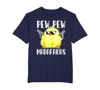 Pew Pew Madafakas Crazy Chicken Gun Regalos Divertidos Camiseta, Hombre Tallas Grandes, Azul Marino, 4X Alto
