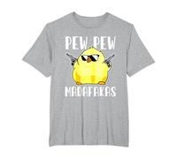 Pew Pew Madafakas Crazy Chicken Gun Regalos Divertidos Camiseta, Hombre Tallas Grandes, Gris Jaspeado, 4X Alto