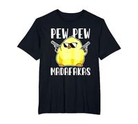 Pew Pew Madafakas Crazy Chicken Gun Regalos Divertidos Camiseta, Hombre Tallas Grandes, Negro, 4X Alto