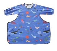 PewinGo Baberos Bebe Impermeables, Babero con Mangas se Adhiere a su Trona &Lavable en la Lavadora, Cómodos y Suaves para BLW Mess-6 meses a 30 meses - Azul