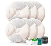 PewinGo Filtros de Repuesto para Gatos, 6 Packs de Filtros de Fuente para Mascotas de Triple Acción con Resina y Carbón Activado, Compatibles con Fuente de Agua de 3 L Blancas