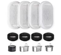 PewinGo Filtros Fuente Gatos,Filtro de Repuesto para Bebedero para Gatos para 4L/3,2L/1,8L/2L Fuentes de Acero Inoxidable,4 Piezas Filtros de Triple Filtración & 4 Piezas Esponjas de Espuma