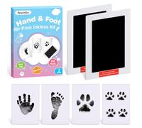 PewinGo Kit de Huellas de Mano y Pie para Bebé Tamaño XL,2 Almohadillas para Huellas sin Tinta para Bebé,4 Tarjetas para Huellas,seguro para Bebés,Regalos de Recuerdo para Recién Nacidos,Negro