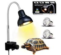 PewinGo Lámpara para Tortuga, Lámpara de Reptiles y Anfibios con 2 Bombillas de Luz Solar UVA UVB y Abrazadera Giratoria de 360 °Adecuada