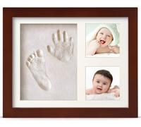 PewinGo Marco Huellas Bebé Recién Nacido, Arcilla 100 % Segura, para Mamás Primerizas, Regalo para Baby Shower y Navidad-Nogal
