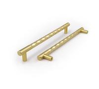 Pexintek 2 tiradores de armario dorados modernos para muebles, 192 mm, distancia entre orificios, para puertas, cajones, estilo vintage, con tornillos, para armarios de cocina, cómodas, guardarropas