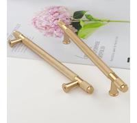 Pexintek 2 Tiradores Dorados Modernas para Muebles, 160mm Distancia entre Agujeros Manijas de Cómoda, Pomos Vintage para Armarios de Cocina, Guardarropas, Cajones (Oro)