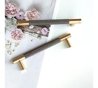 Pexintek 2 Tiradores para Muebles Modernos Dorados Distancia de Perforación 128mm Tirador de Cajón con Tornillos Para Armario de Cocina, Armoire, Librería, Tocador (Gris Dorado)