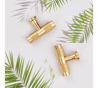 Pexintek 6 Tirador de armario de un solo agujero Modernos Dorados en T Macizos Para Gabinete Manijas Para Cajones de Cocina Pomos Vintage Para Armarios de Cocina, Cómoda (Oro Cepillado)