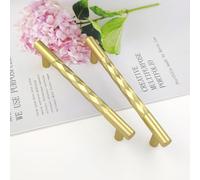 Pexintek 6 tiradores de armario dorados modernos para muebles, 128 mm, distancia entre agujeros, tiradores de puertas, cajones, estilo vintage, con tornillos para armarios de cocina, cómodas