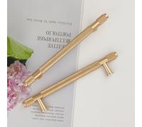 Pexintek 6 Tiradores Dorados Modernas para Muebles, 128mm Distancia entre Agujeros Manijas de Cómoda, Pomos Vintage para Armarios de Cocina, Guardarropas, Cajones (Oro)