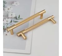 Pexintek 6 Tiradores Dorados Modernas para Muebles, 128mm Distancia entre Agujeros Manijas de Cómoda, Pomos Vintage para Armarios de Cocina, Guardarropas, Cajones (Dorado)