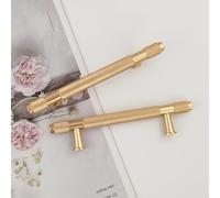 Pexintek 6 Tiradores Dorados Modernas para Muebles, 96mm Distancia entre Agujeros Manijas de Cómoda, Pomos Vintage para Armarios de Cocina, Guardarropas, Cajones (Oro)