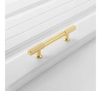 Pexintek Paquete de 10 manijas doradas modernas para gabinete, 3.75 pulgadas (96 mm), centros de agujeros centrales, cocina, baño, dormitorios, puertas de muebles, tiradores vintage con tornillos para