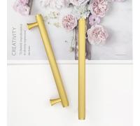 Pexintek Paquete de 2 manijas doradas modernas para muebles, 6.3 pulgadas (160 mm), distancia entre agujeros, manijas de armarios, manijas de puerta, pomos de cajones, manijas vintage para armarios de