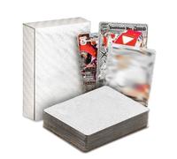 PEXIVOZ 55 Tarjetas Plateada para Pokemon, Cartas Plateada Vstar Vmax con Caja de Baraja, Cartas V Variadas, Tarjeta Plateada Incluye Varias Cartas Raras de Foil, Versión Alemana