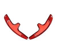 Pexorin 2 Piezas de extensión de Cambio de Volante de Fibra de Carbono roja for Porsche 991, Cayman 981 2013-2016 y Carrera Boxster Levas de Cambio para Coche