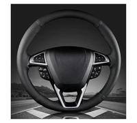 Pexorin Funda for Volante de Coche, for Fusion, for Mondeo, 2013 2014, for Edge 2015 2016, Cuero Negro SOFE Cosido a Mano Funda para Volante de automóvil(Black White Thread)