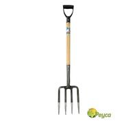 Peyca Horca de 4 puas con mango de madera especial cavar