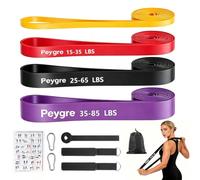 Peygre 4 Gomas Elasticas Musculacion TPE, 4 Niveles, 208cm | Bandas de Resistencia con 2 Asas y Anclaje, para Fuerza, Yoga, Pilates, Bolsa Incluida