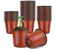 PEYOU 100 macetas de plástico de 4 Pulgadas, Maceta para sembrar y Flores (Rojo) para plántulas trasplantar Plantas pequeñas Que Crecen en Interiores y Exteriores