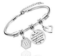 Peysaitr Pulsera de diamantes de imitación, regalo de cumpleaños para mujer, con texto en inglés "You Are Awesome Silver Lucky Number Birthday" para amigas, hermana, hija, nieta, talla única, Acero
