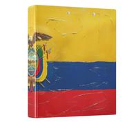 Peystean - Carpeta de anillas redondas de 1.5 pulgadas D con portapapeles integrado, carpeta de tapa dura impresa de una sola cara, paquete de 1 bandera de pintura al óleo de Ecuador
