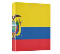 Peystean - Carpeta de anillas redondas de 3,8 cm con portapapeles integrado, carpeta de tapa dura impresa de una sola cara, paquete de 1 bandera de Ecuador