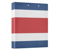 Peystean - Carpeta de anillas redondas de 3,8 cm con portapapeles integrado, carpeta de tapa dura impresa de una sola cara, paquete de 1 unidad, bandera de Costa Rica, azul y rojo