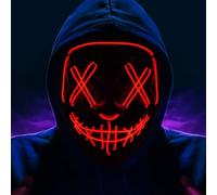 Peywot Máscara de Halloween con luz LED, máscaras de The Purge con 3 modos de iluminación, máscara aterradora para festival cosplay (rojo)