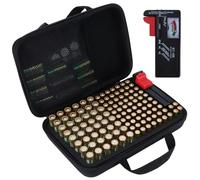 Peyyargo Funda para 122 Pilas AA AAA C D 9V (excluidas Las baterías) | Ligero de llevar, almacenamiento seguro, cremallera práctica, interior suave