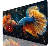 Pez Alfombrilla Ratón XXL 70x30 cm Mouse Pad Grande Gaming Azul Alfombrilla Escritorio Antideslizante, Protector de Mesa para Ordenador y Teclado, Bordes Cosidos, Accesorios Oficina, Regalo W6-547