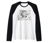 Pez Arcoíris Arte Lineal Acuarista Camiseta Manga Raglan